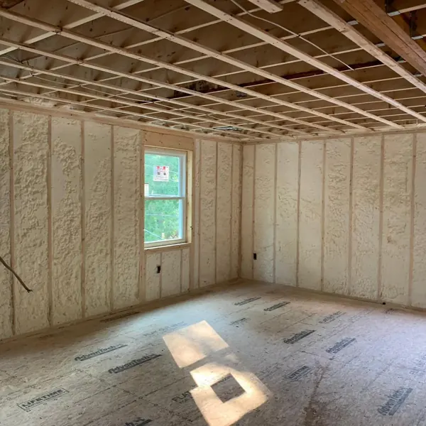 New construction walls insulated with spray foam