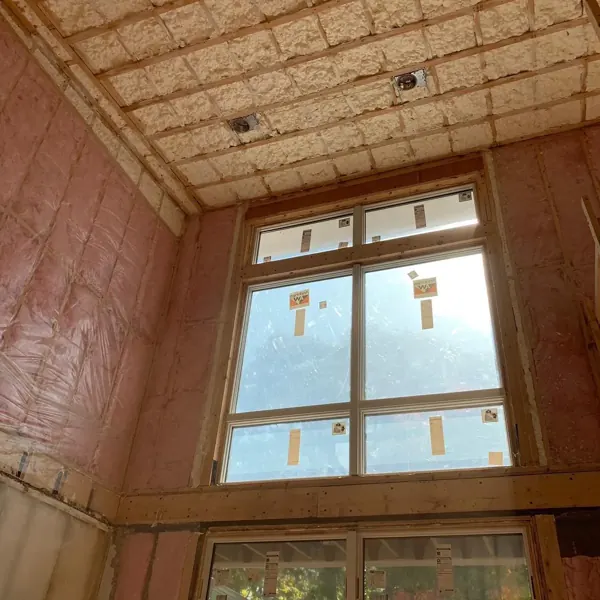 Spray foam on ceiling and walls