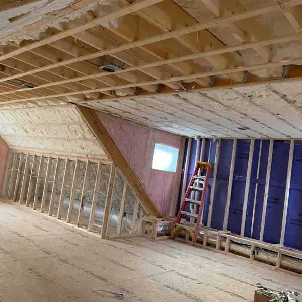 Bonus room insulated with spray foam