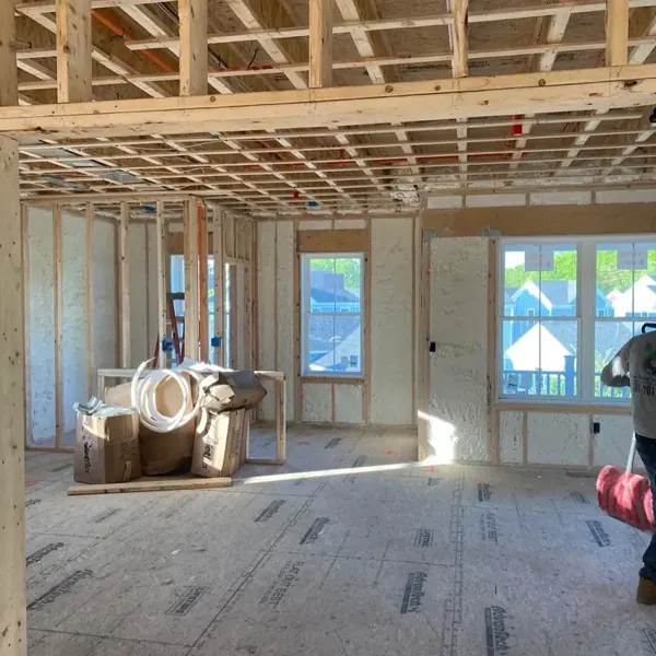 Walls insulated with spray foam