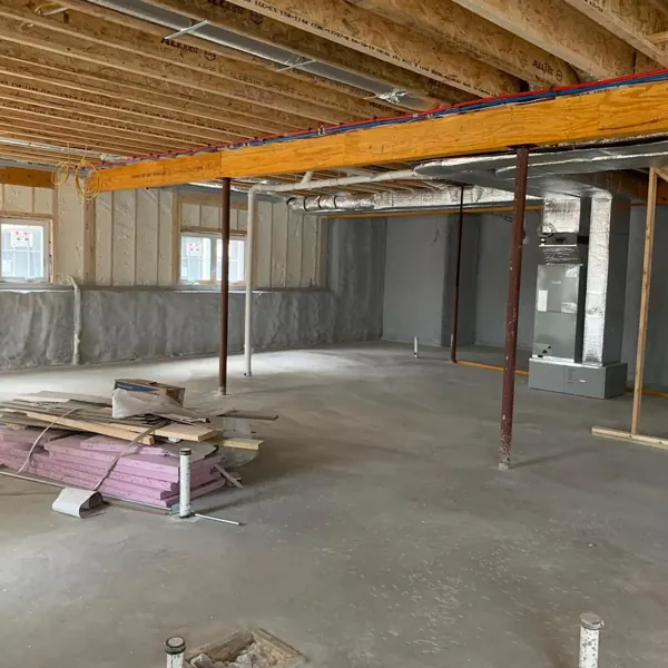 Basement insulated with spray foam