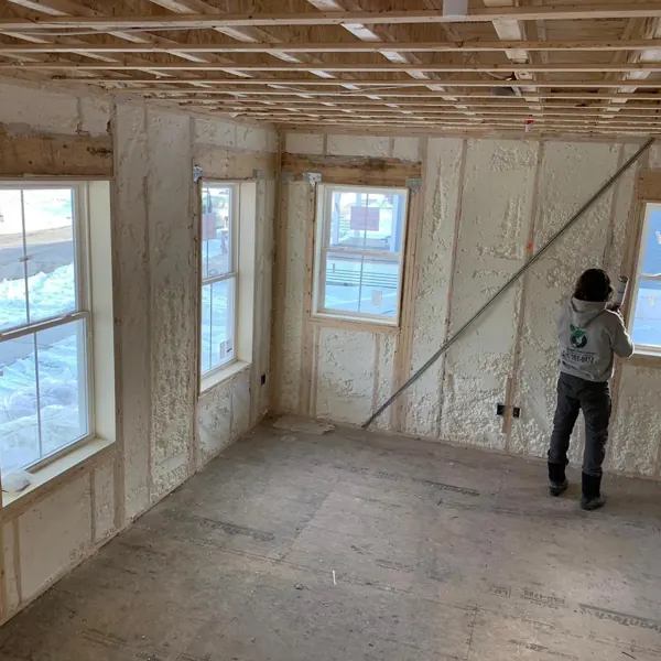 Open floor plan insulated with spray foam