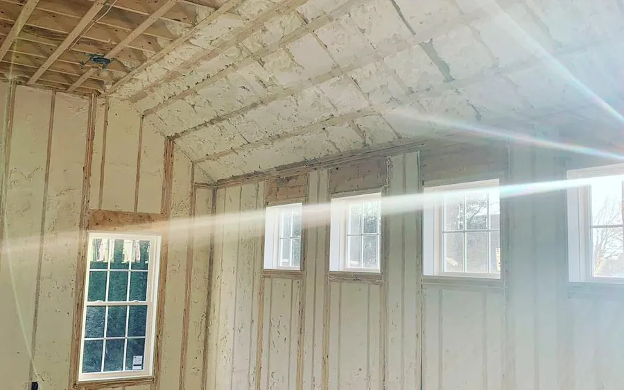Walls and ceiling insulated with spray foam by The Best Insulation